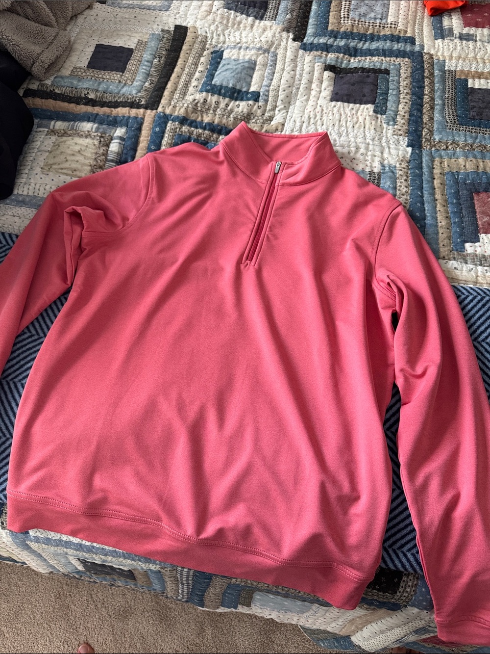 Peter Millar Coral Pink Quarter-Zip Pullover